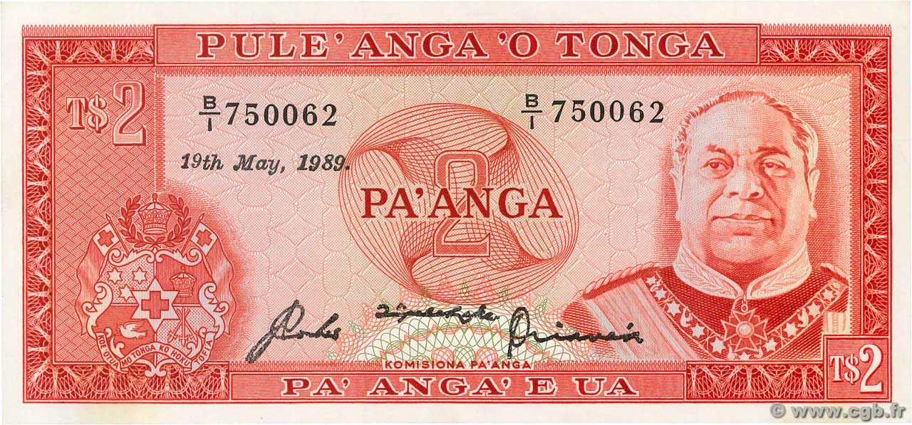 2 Pa anga TONGA  1989 P.20c SC+