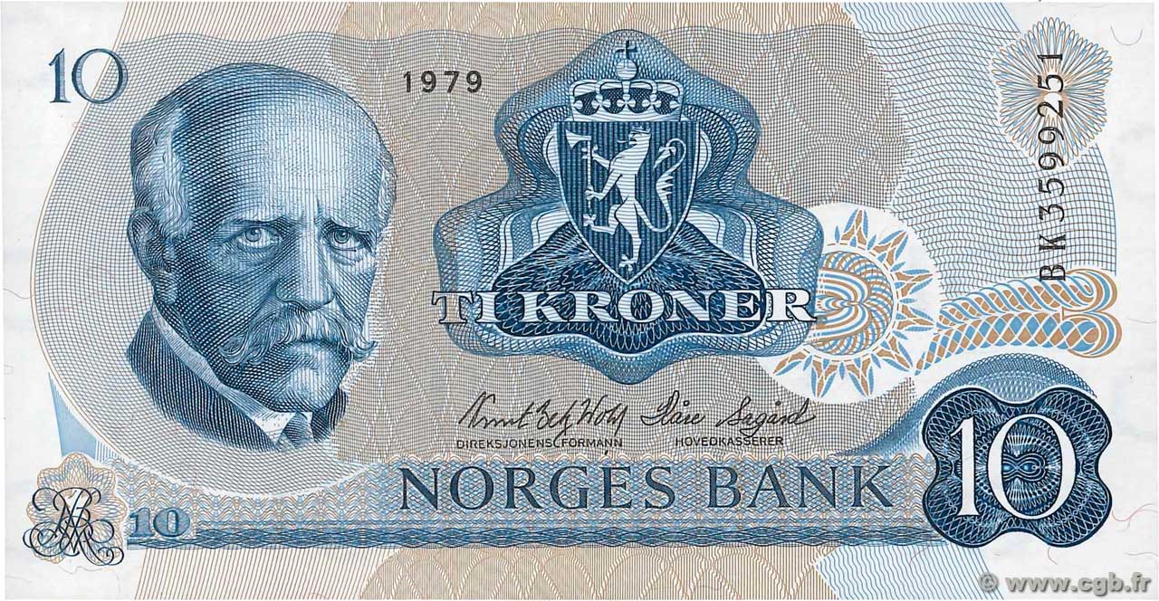 10 Kroner NORVÈGE  1979 P.36c SC+