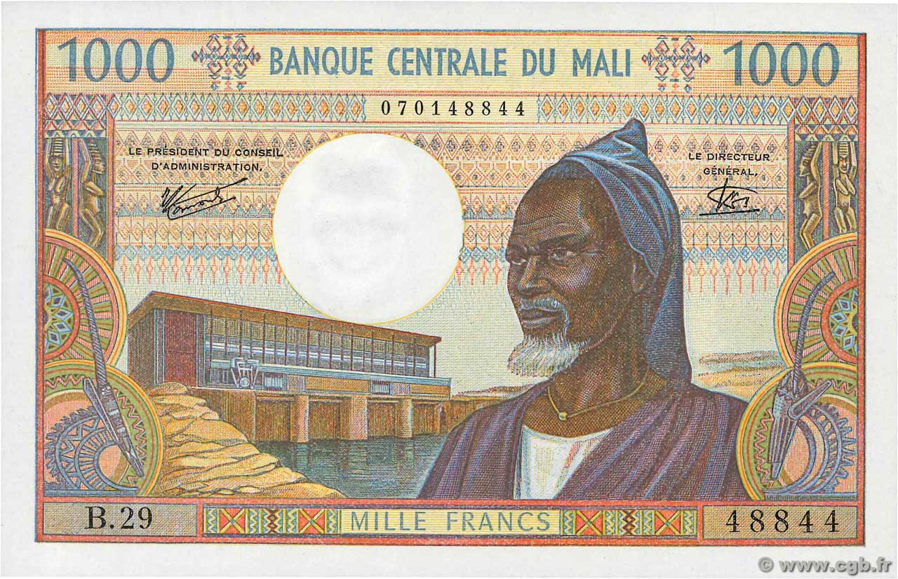 1000 Francs MALí  1970 P.13e FDC