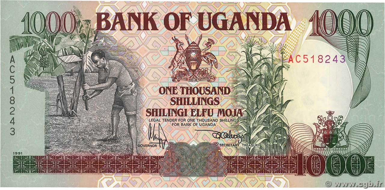 1000 Shillings UGANDA  1991 P.34a ST