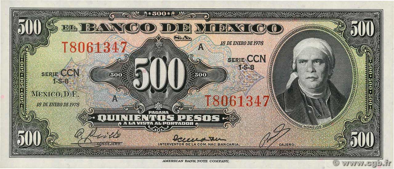 500 Pesos MEXIQUE  1978 P.051t NEUF