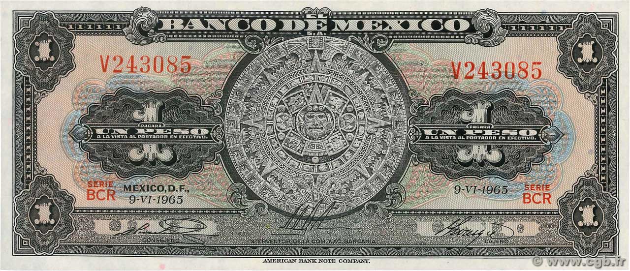 1 Peso MEXIQUE  1965 P.059i NEUF