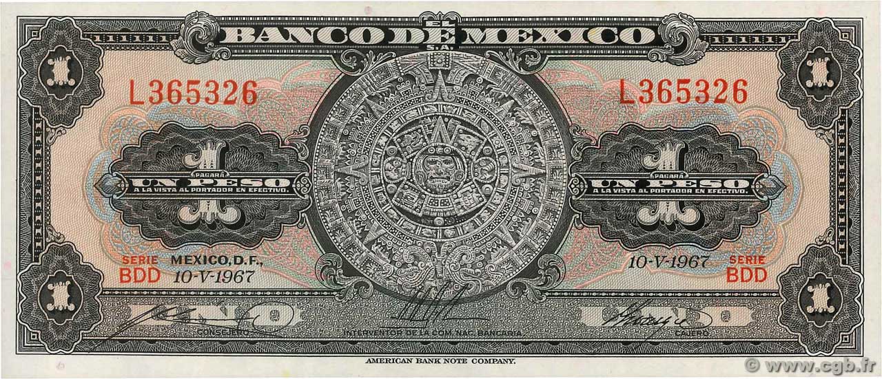1 Peso MEXIQUE  1967 P.059j NEUF