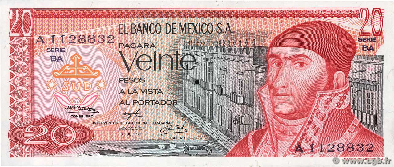 20 Pesos MEXICO  1973 P.064b ST