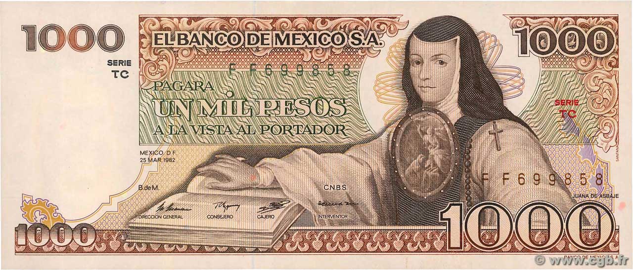 1000 Pesos MEXIQUE  1982 P.076d NEUF