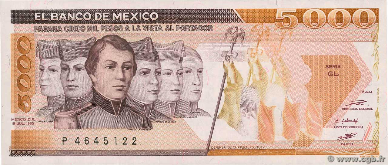 5000 Pesos MEXIQUE  1985 P.088a NEUF