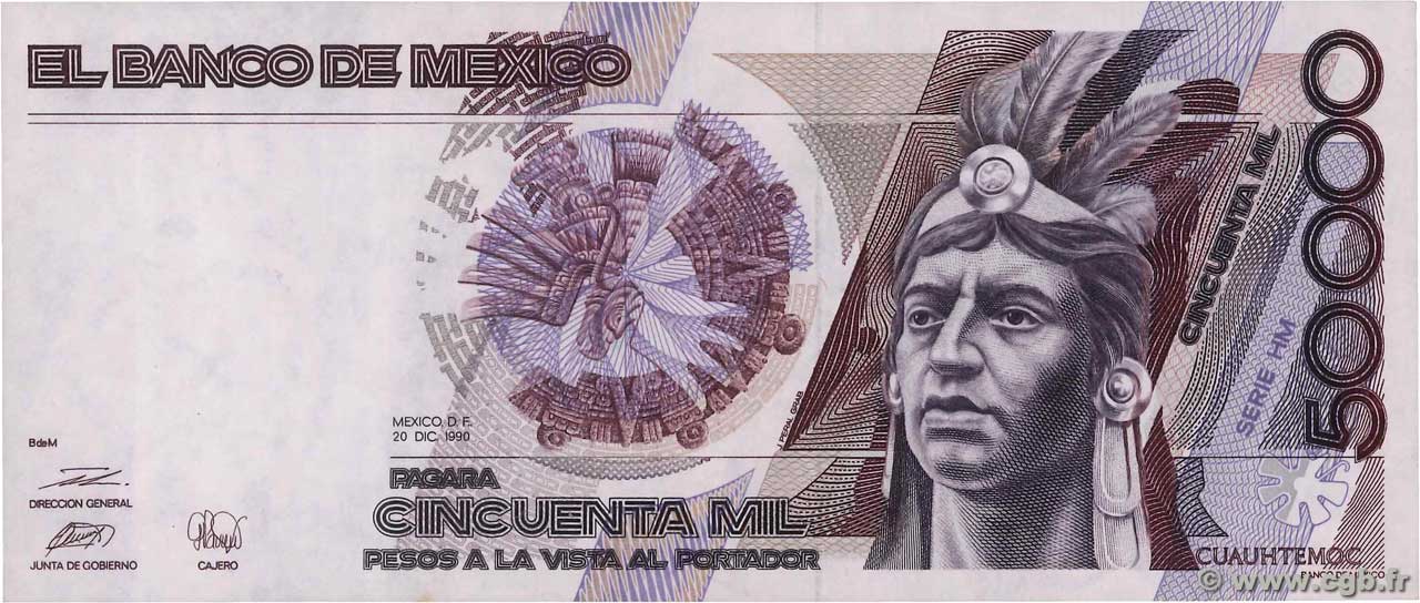 50000 Pesos MEXICO  1990 P.093b SPL