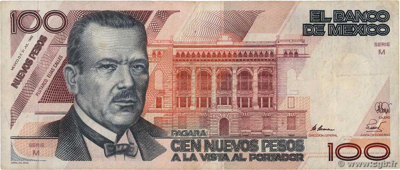 100 Nuevos Pesos MEXIQUE  1992 P.098 TTB