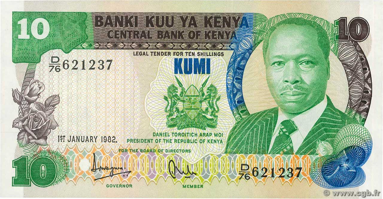 10 Shillings KENYA  1982 P.20b NEUF
