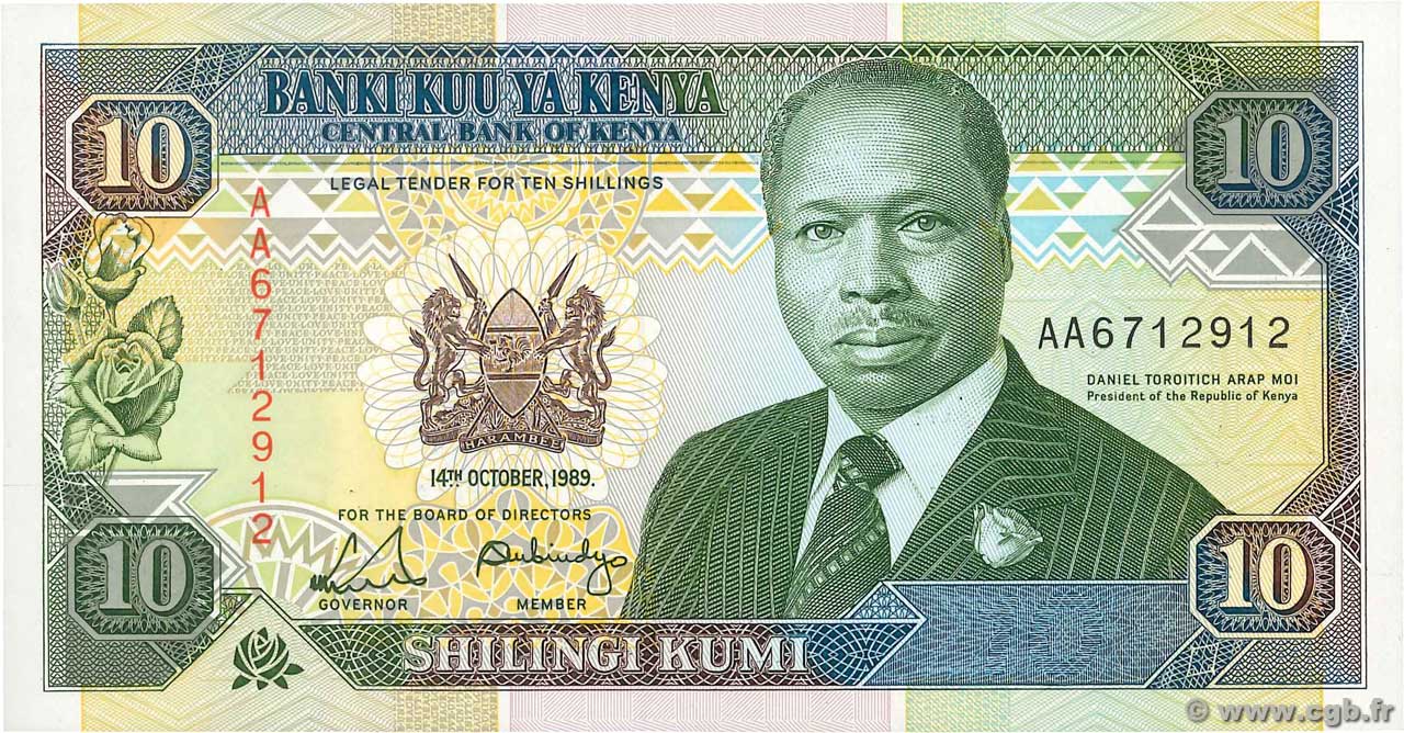 10 Shillings KENYA  1989 P.24a NEUF