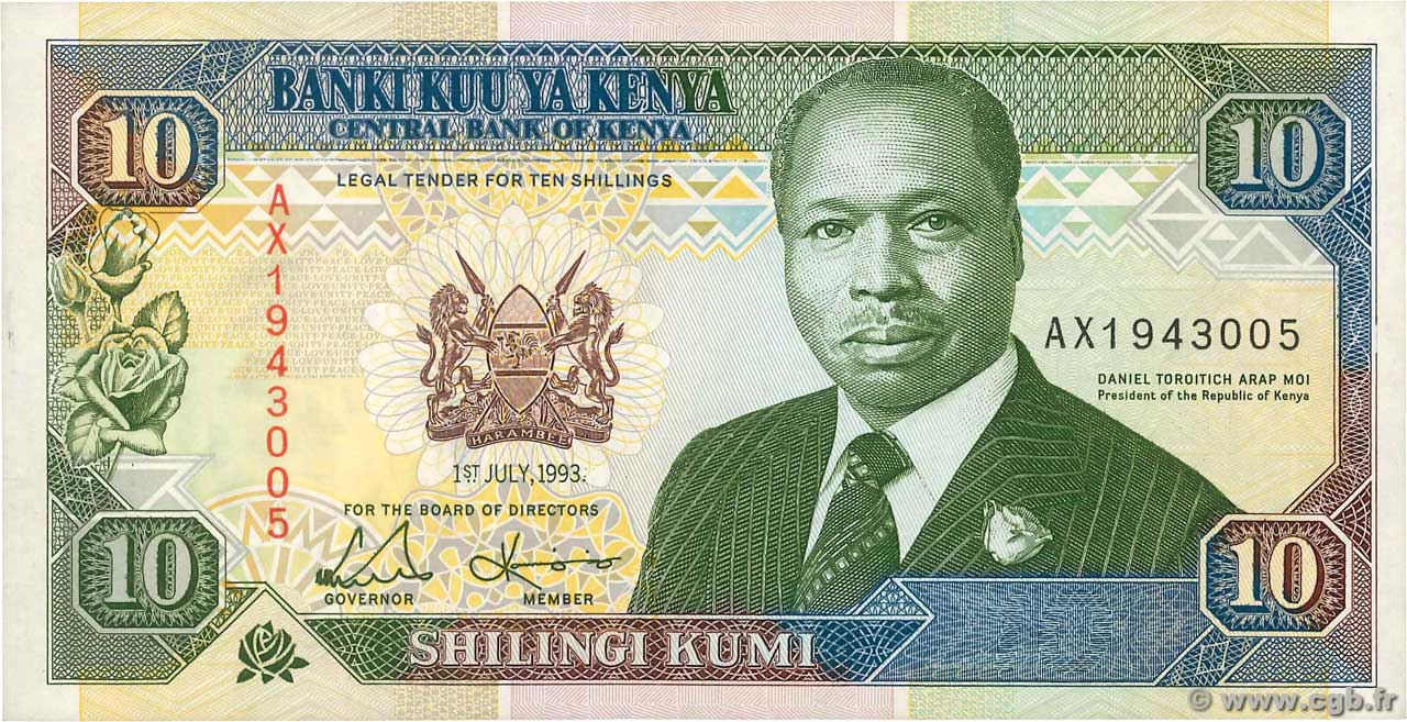 10 Shillings KENYA  1993 P.24e NEUF