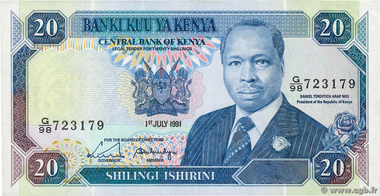20 Shillings KENIA  1991 P.25d fST