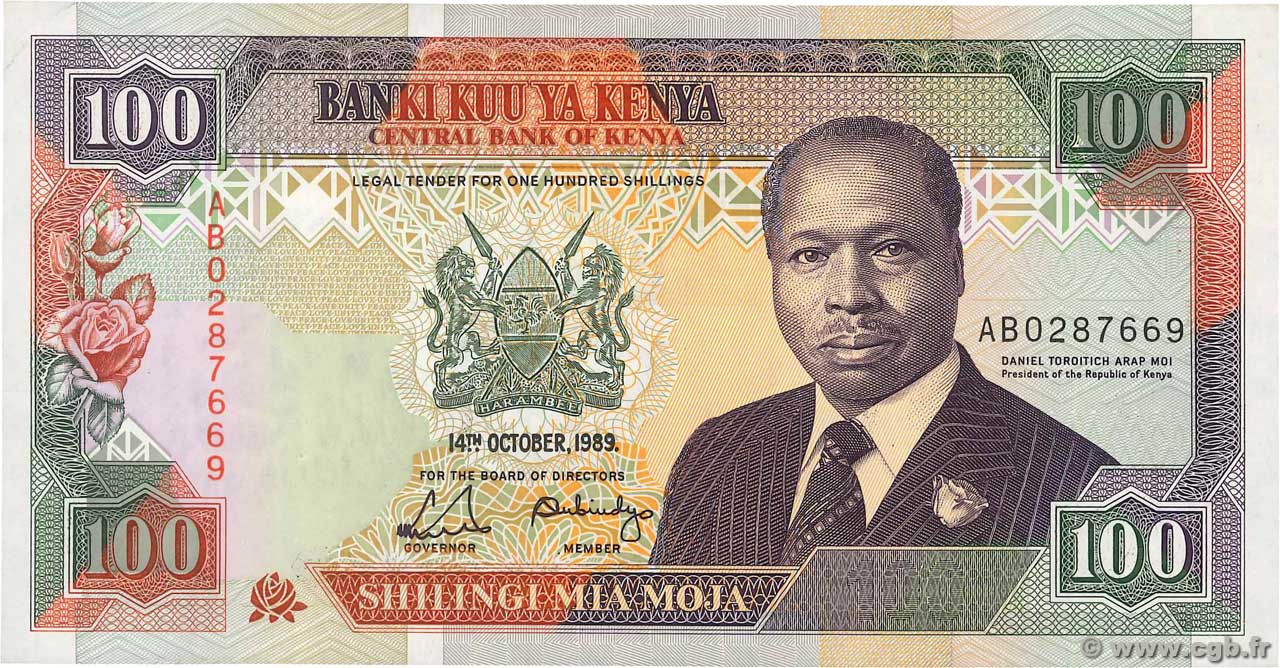 100 Shillings KENYA  1989 P.27a SUP