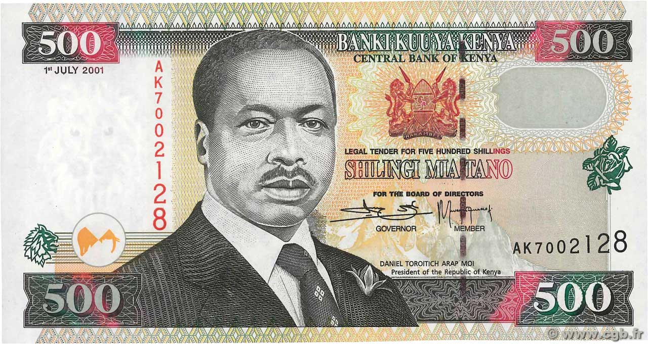 500 Shillings KENYA  2001 P.39e pr.NEUF