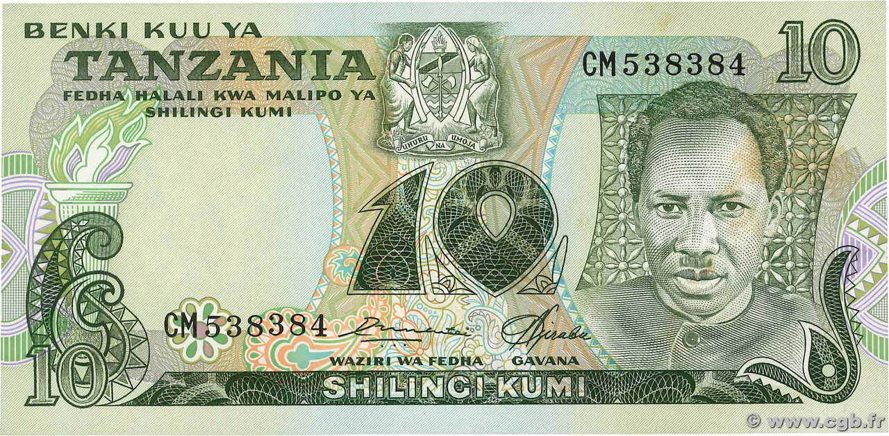 10 Shilingi TANZANIA  1978 P.06a UNC-