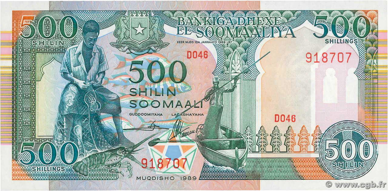 500 Shilin SOMALIE  1989 P.36a NEUF