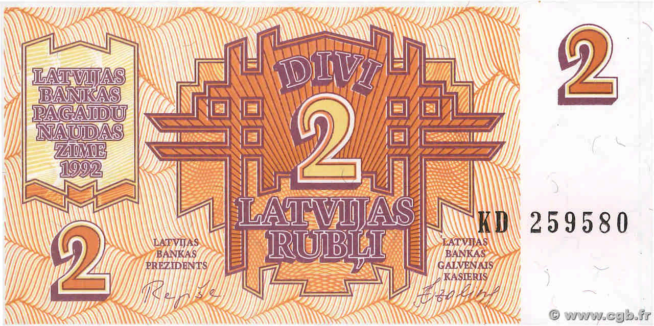 2 Rubli LETTONIE  1992 P.36 NEUF