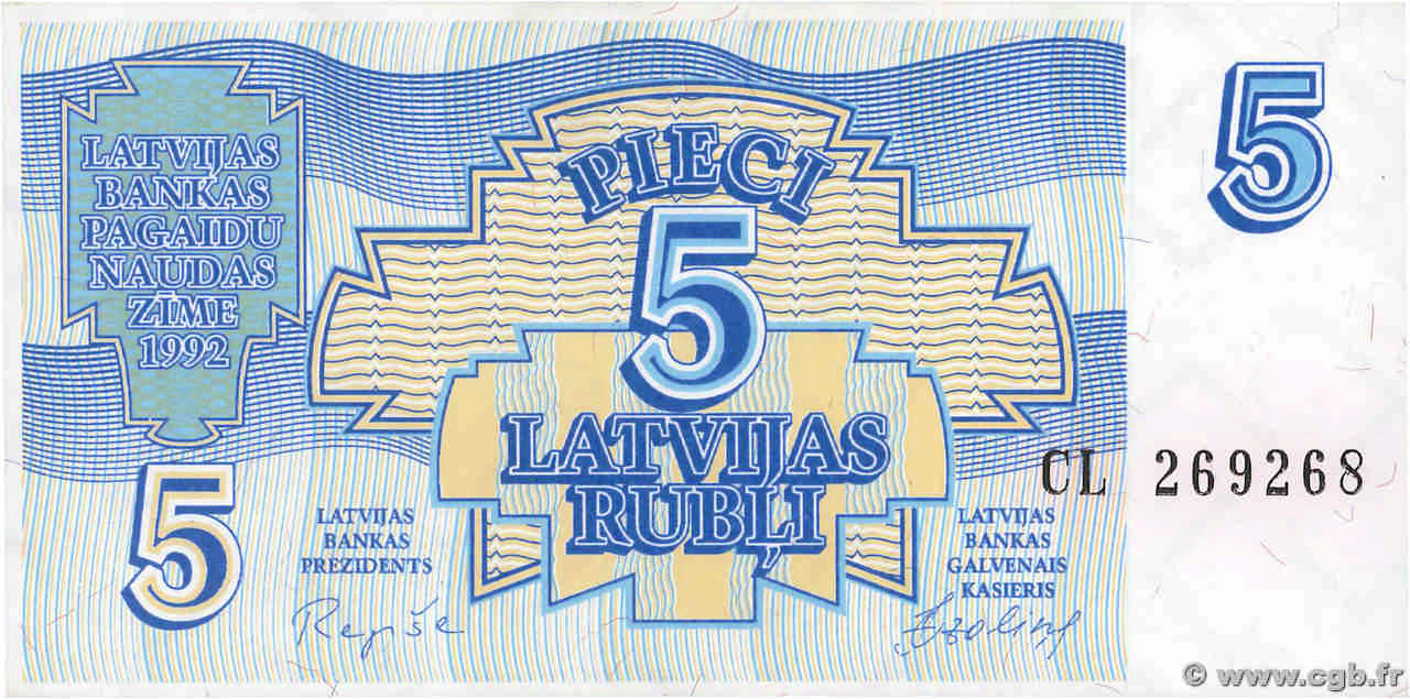 5 Rubli LETTONIE  1992 P.37 NEUF