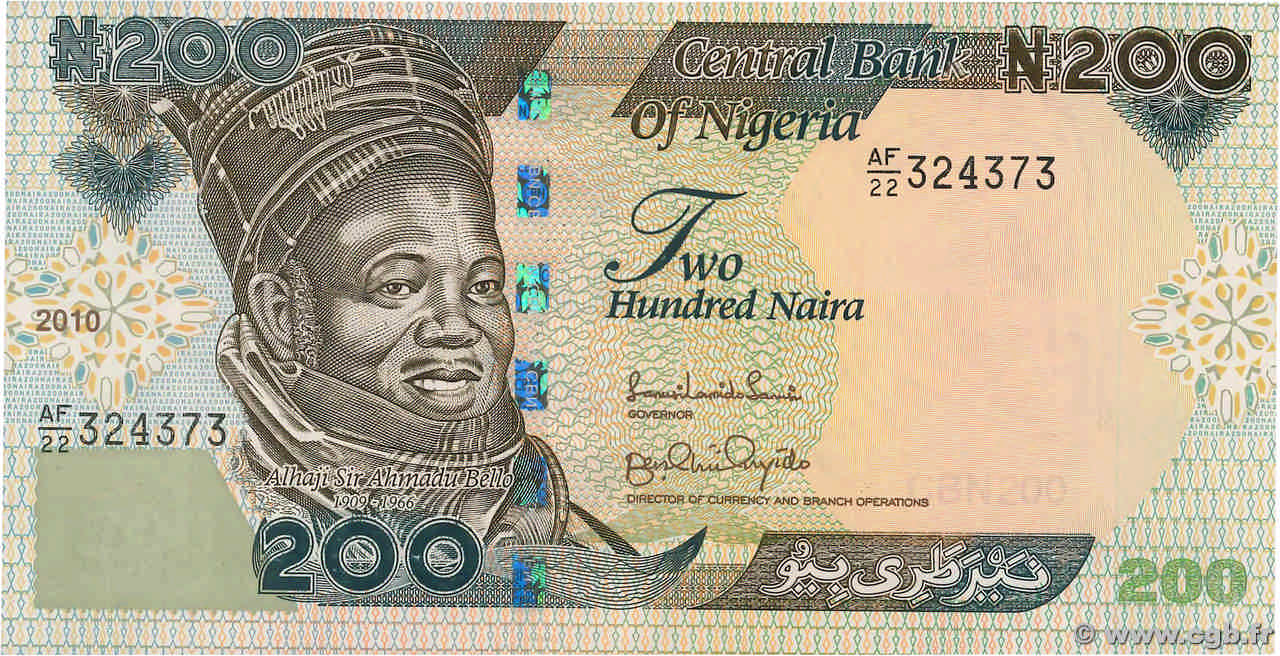 200 Naira NIGERIA  2010 P.29i UNC