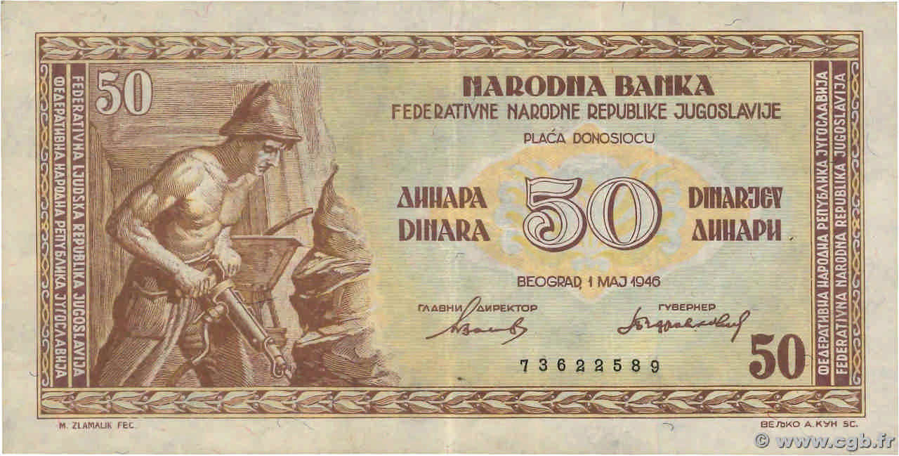 50 Dinara YOUGOSLAVIE  1946 P.064a pr.SPL