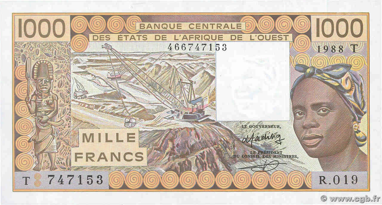 1000 Francs ÉTATS DE L AFRIQUE DE L OUEST  1988 P.807Ta NEUF
