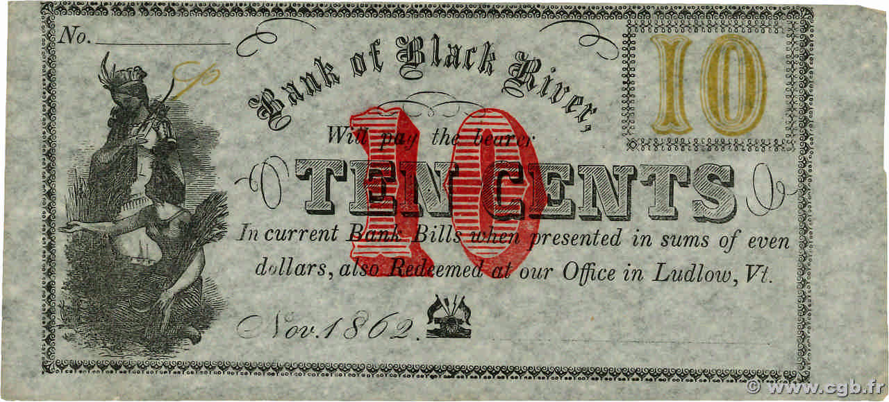 10 Cents Non émis STATI UNITI D AMERICA Ludlow 1862 P- AU