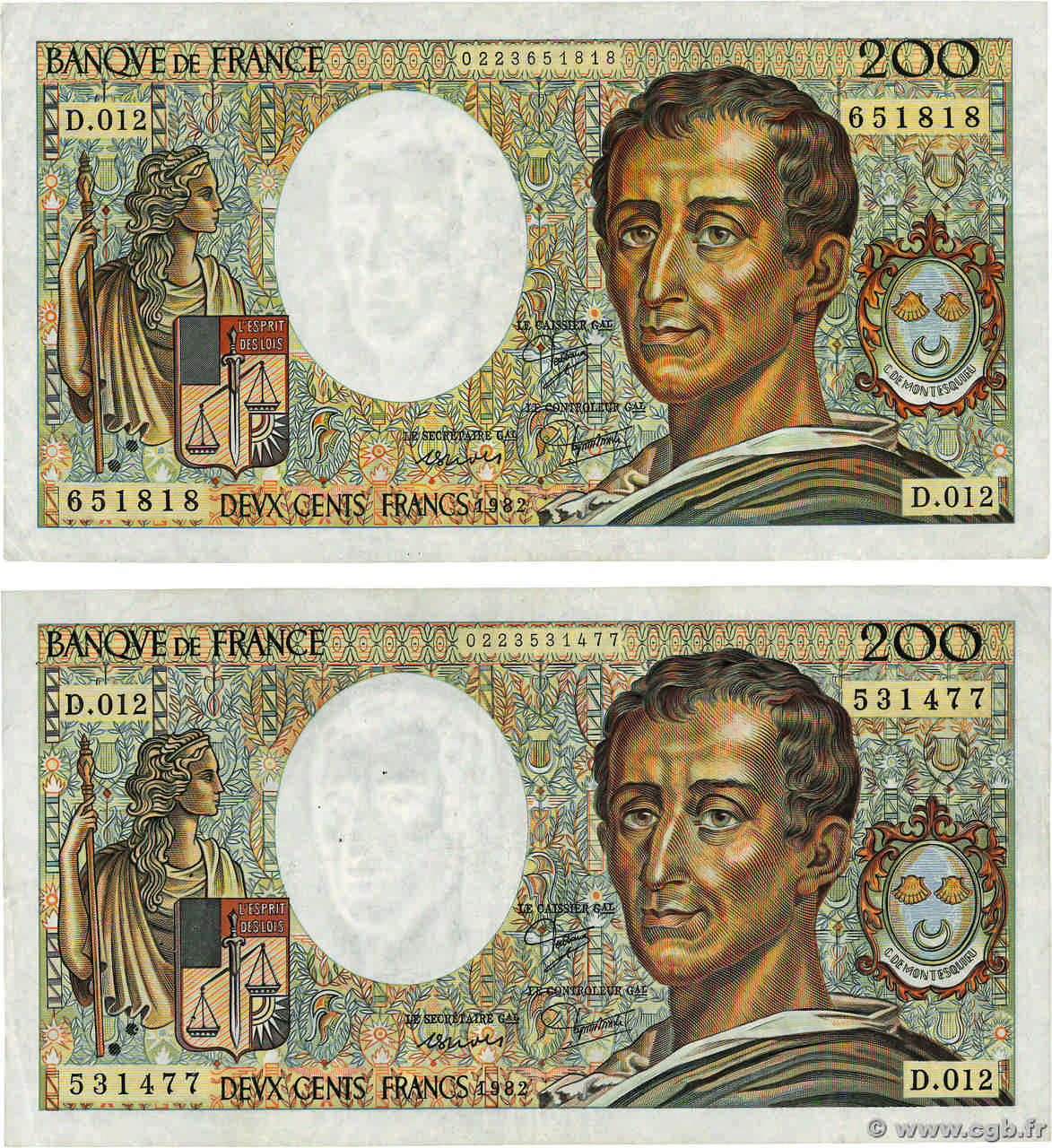 200 Francs MONTESQUIEU Lot FRANCIA  1982 F.70.02 BC