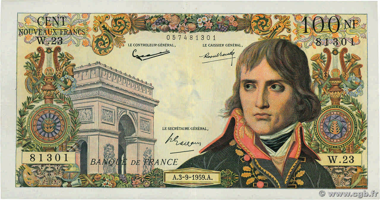 100 Nouveaux Francs BONAPARTE FRANCIA  1959 F.59.03 BB