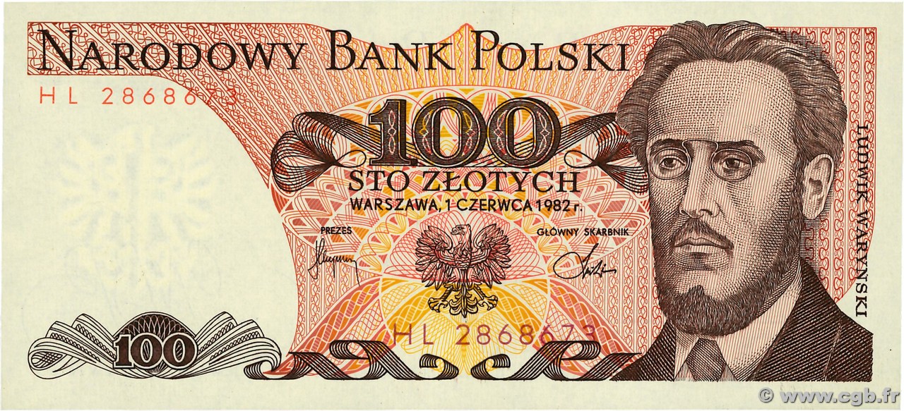 100 Zlotych POLONIA  1982 P.143d FDC