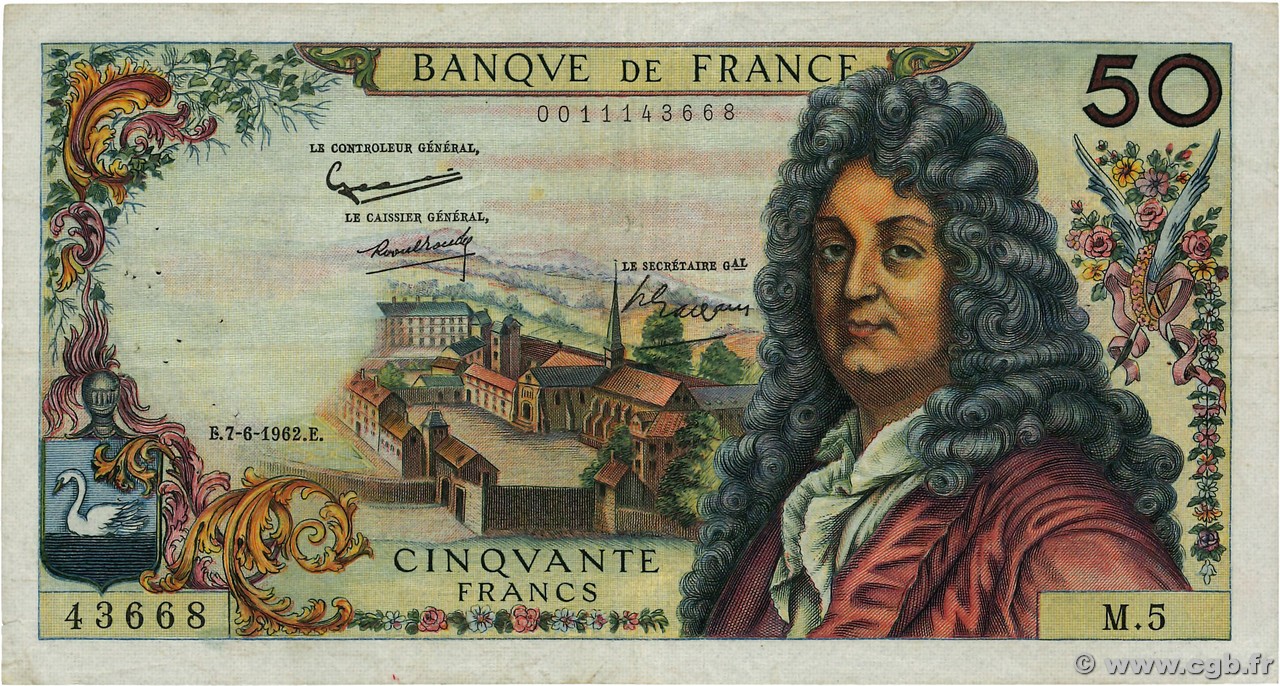 50 Francs RACINE FRANCIA  1962 F.64.01 MB
