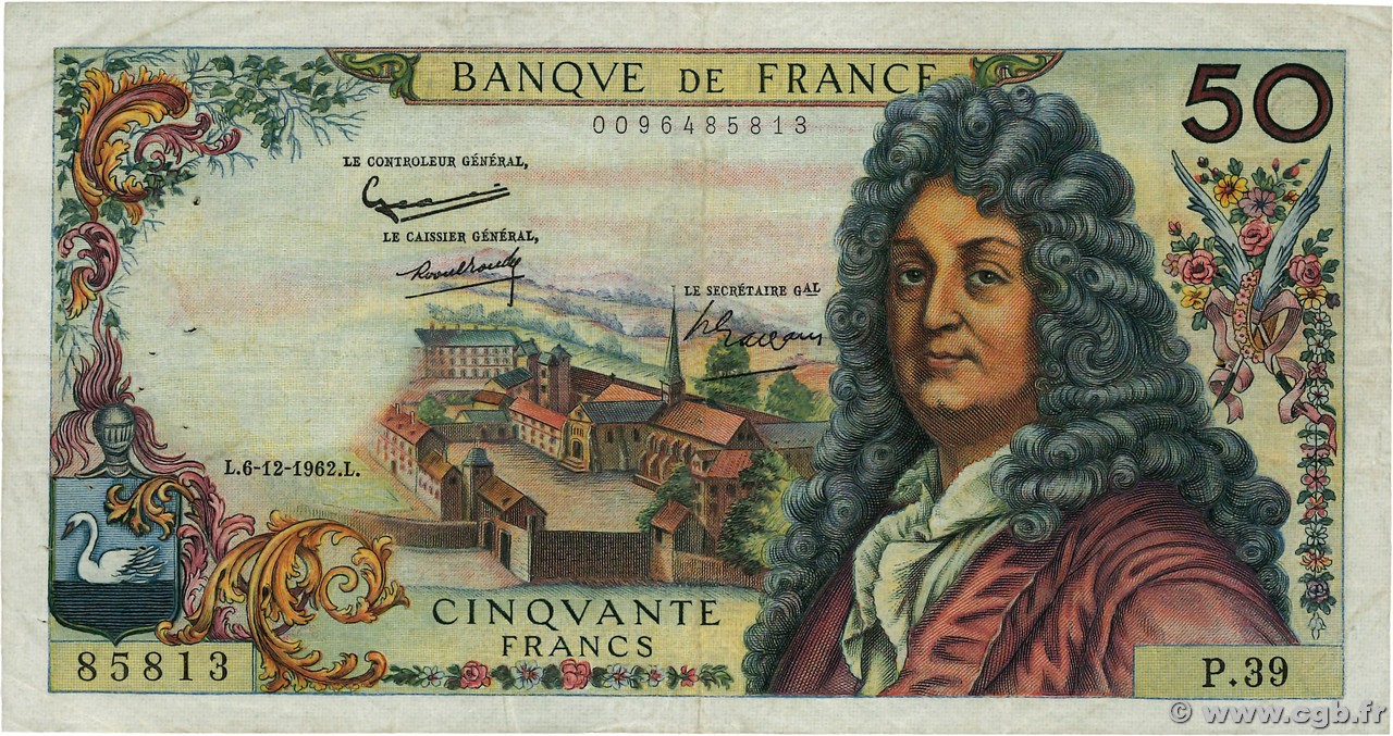 50 Francs RACINE FRANCIA  1962 F.64.03 BC
