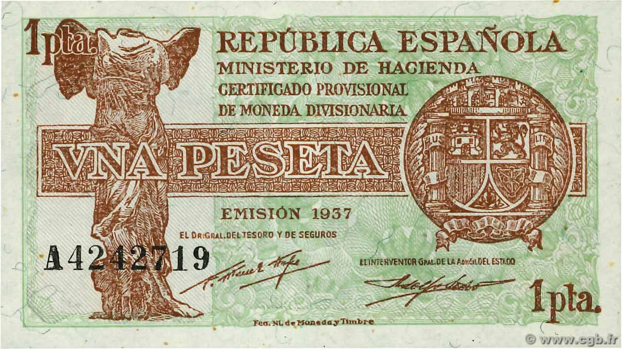1 Peseta ESPAÑA  1937 P.094 FDC