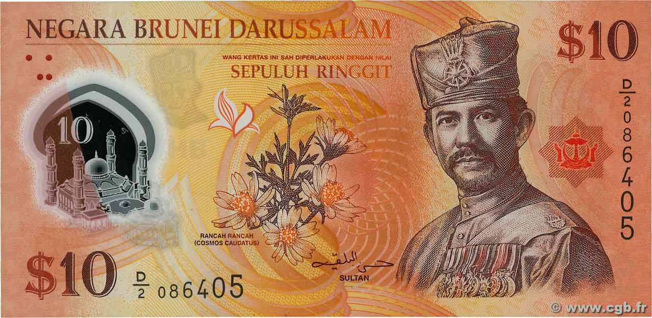 10 Ringgit - 10 Dollar BRUNEI  2011 P.37 MBC
