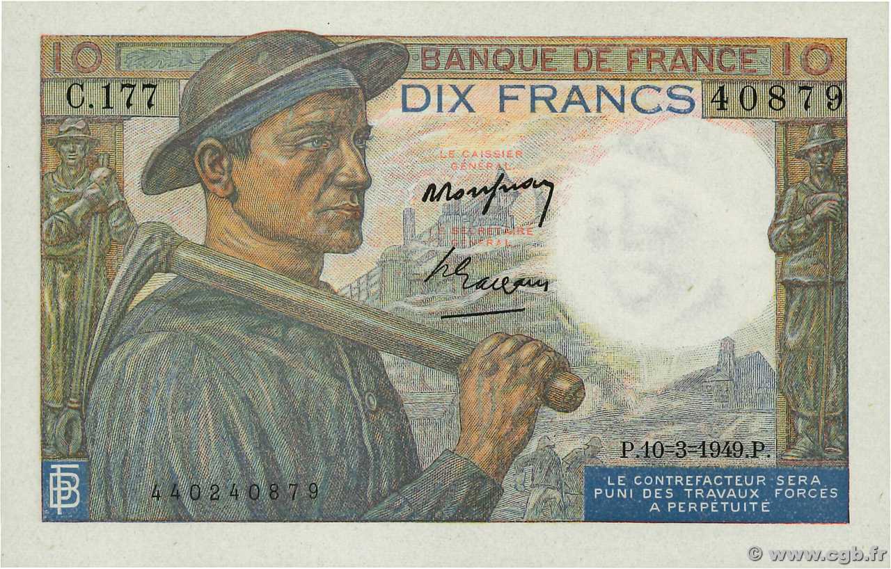 10 Francs MINEUR FRANCIA  1949 F.08.20 AU