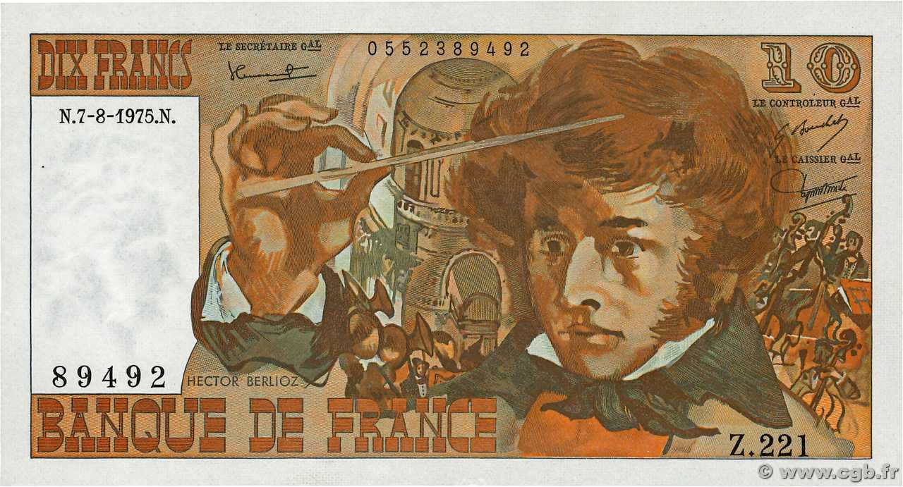 10 Francs BERLIOZ FRANCIA  1975 F.63.12 EBC