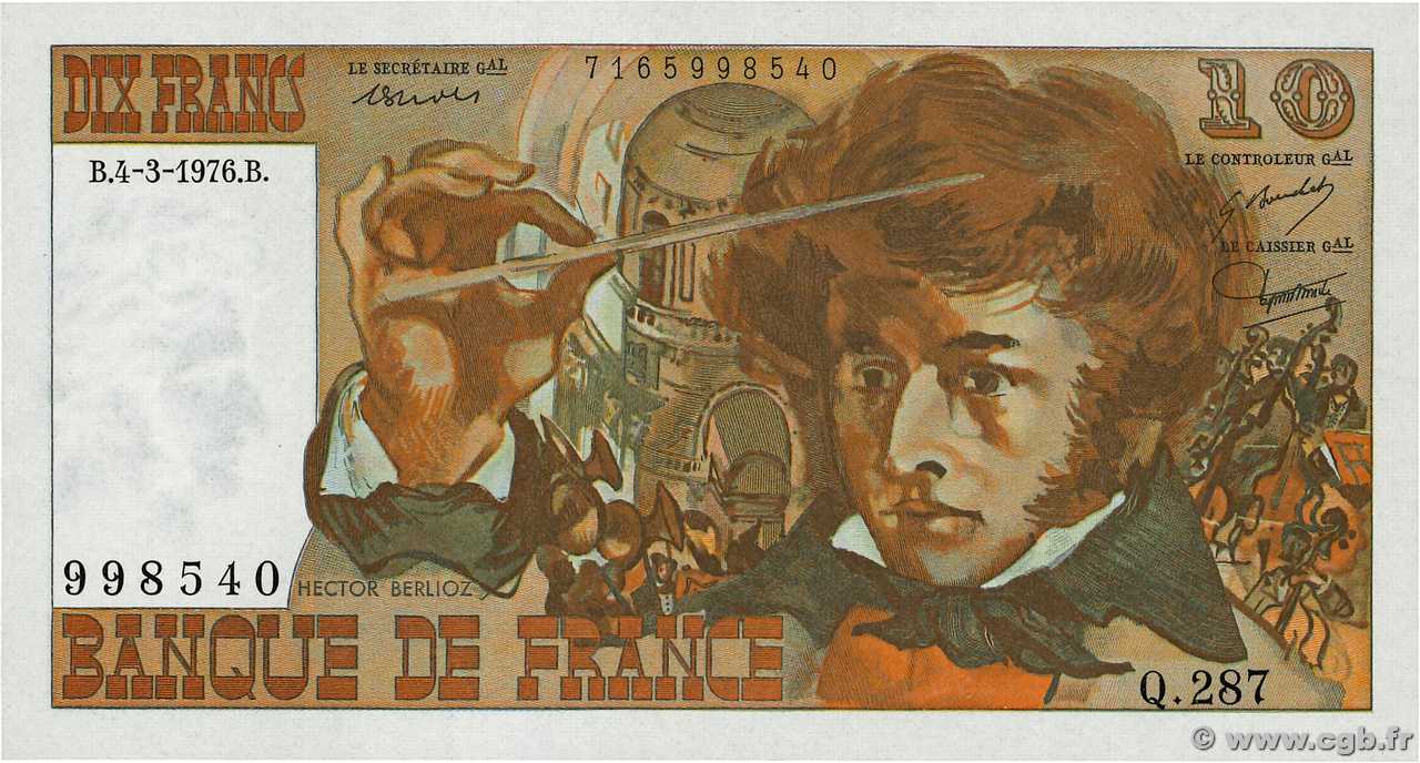10 Francs BERLIOZ FRANCE  1976 F.63.18 AU+