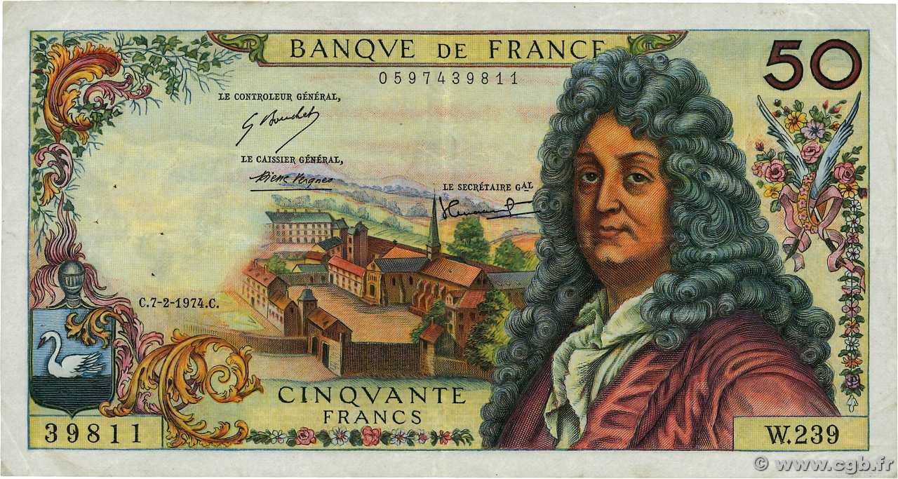 50 Francs RACINE FRANCE  1974 F.64.26 TB+
