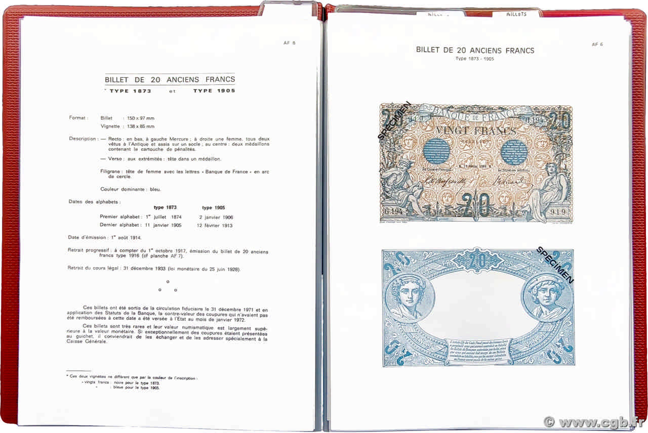 Classeur Banque de France Planche FRANCE 1975 F.02-F.61pl b87_0147 Billets