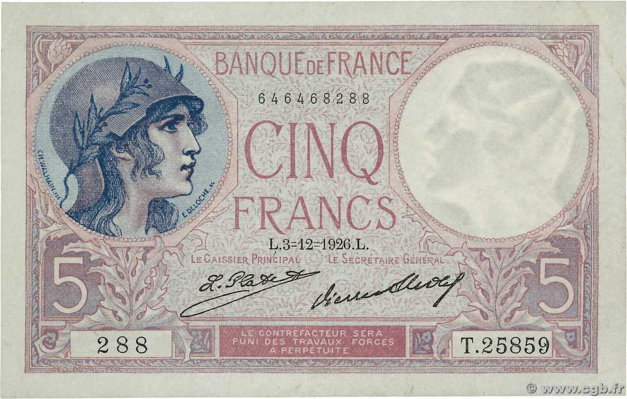 5 Francs FEMME CASQUÉE FRANCIA  1926 F.03.10 BB