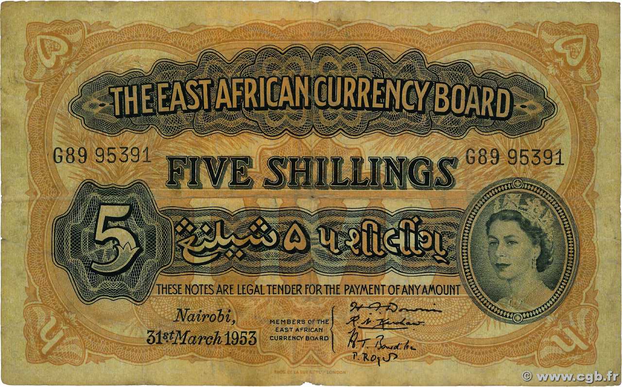 5 Shillings AFRIQUE DE L EST  1953 P.33 pr.TB
