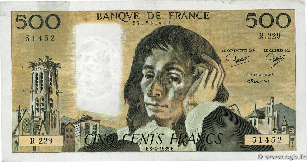 500 Francs PASCAL FRANCE  1985 F.71.33 F
