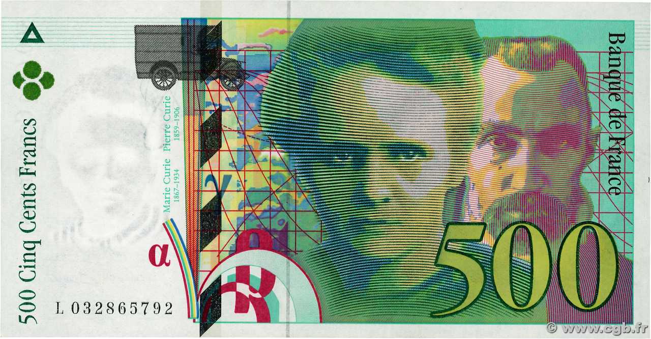 500 Francs PIERRE ET MARIE CURIE FRANKREICH  1995 F.76.02 VZ