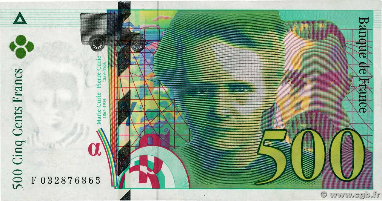 500 Francs PIERRE ET MARIE CURIE FRANCIA  1995 F.76.02 MBC+