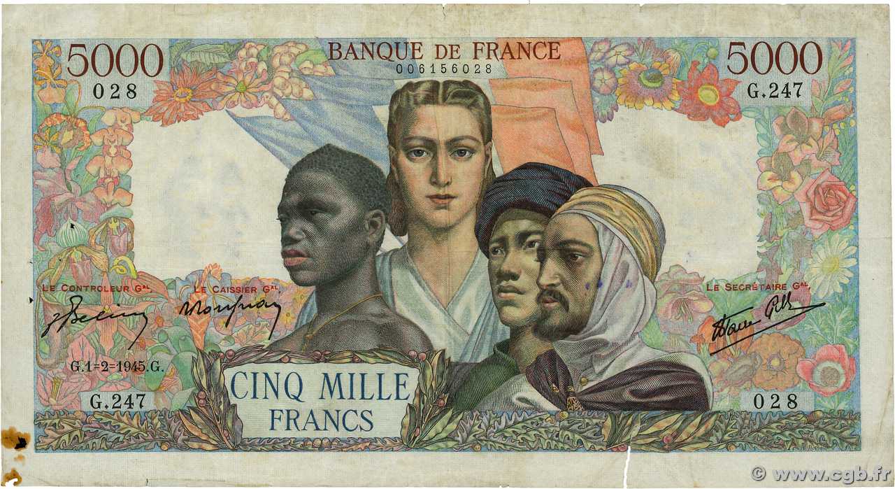5000 Francs EMPIRE FRANÇAIS FRANCE  1945 F.47.11 TB