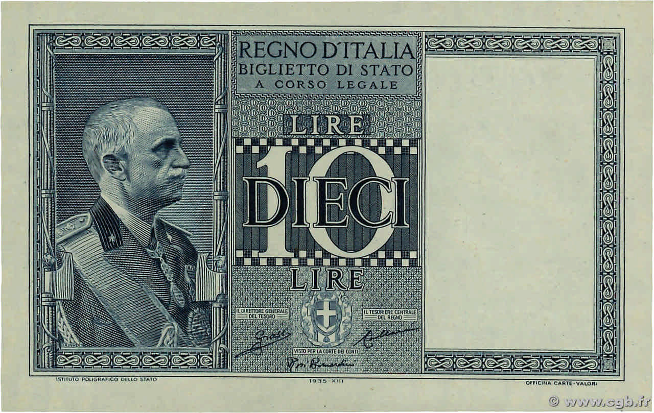 10 Lire ITALIE  1935 P.025a NEUF