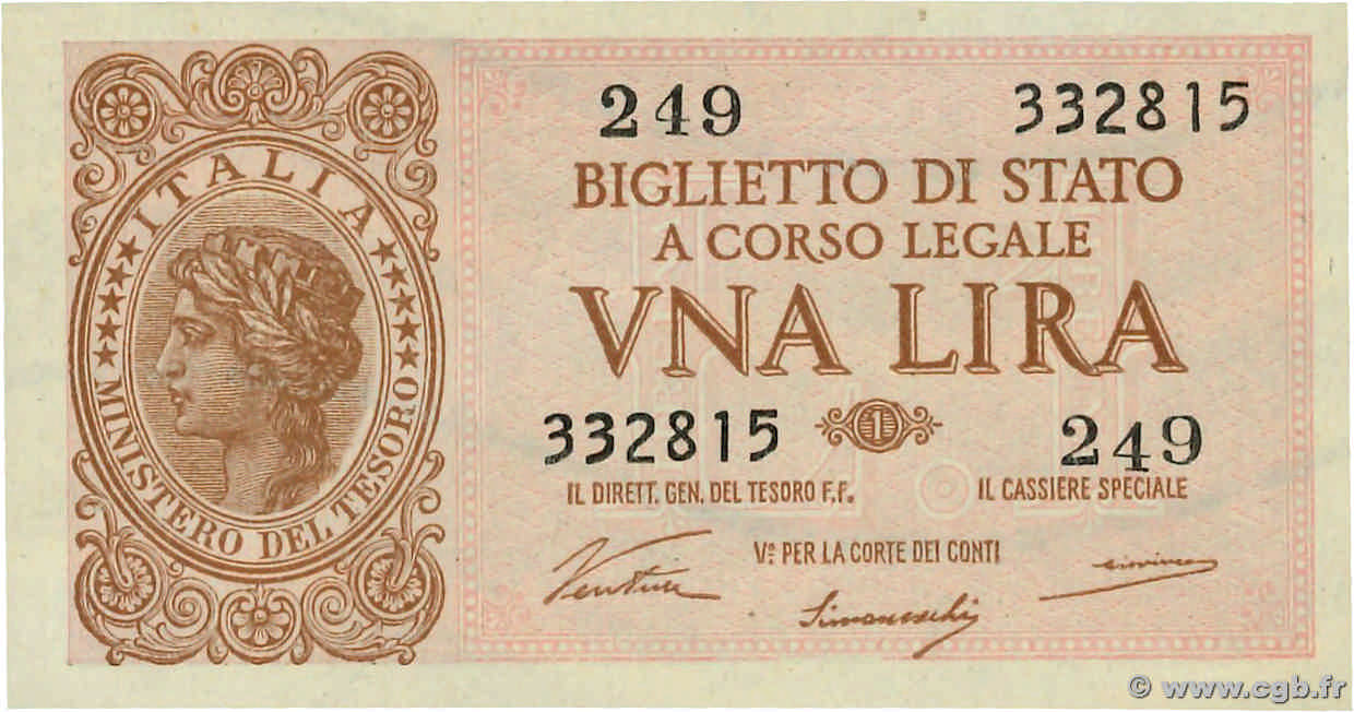 1 Lire ITALIA  1944 P.029a FDC