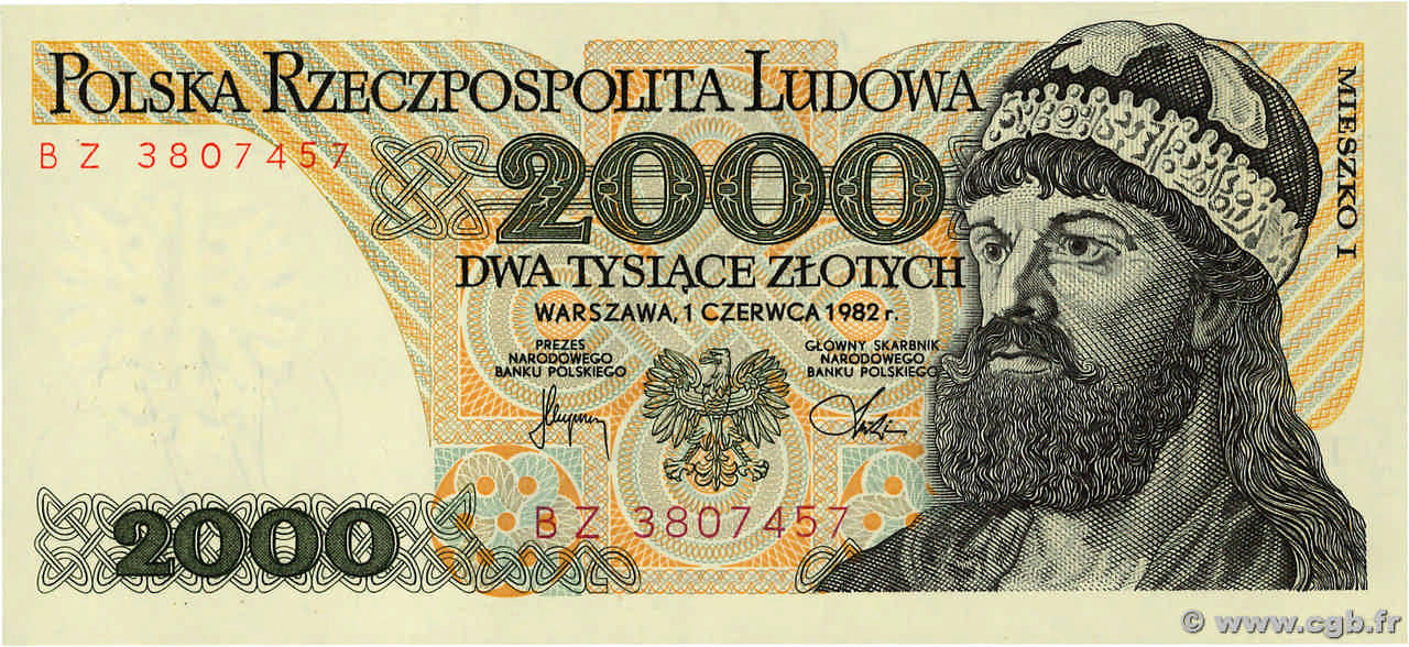 2000 Zlotych POLOGNE  1982 P.147c NEUF