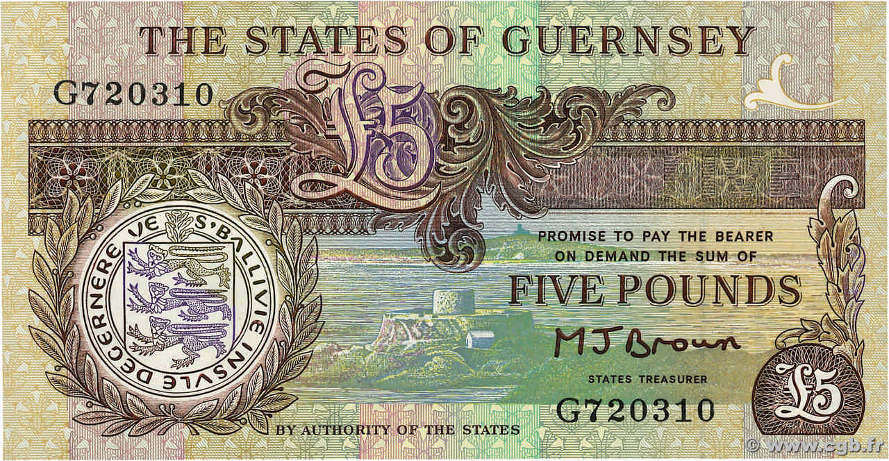 5 Pounds GUERNESEY  1990 P.53a NEUF