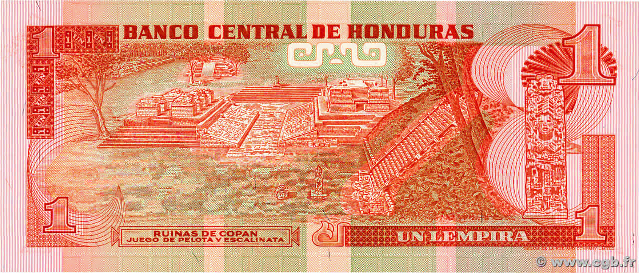 1 Lempira HONDURAS 1980 P.068a b87_0356 Banknotes