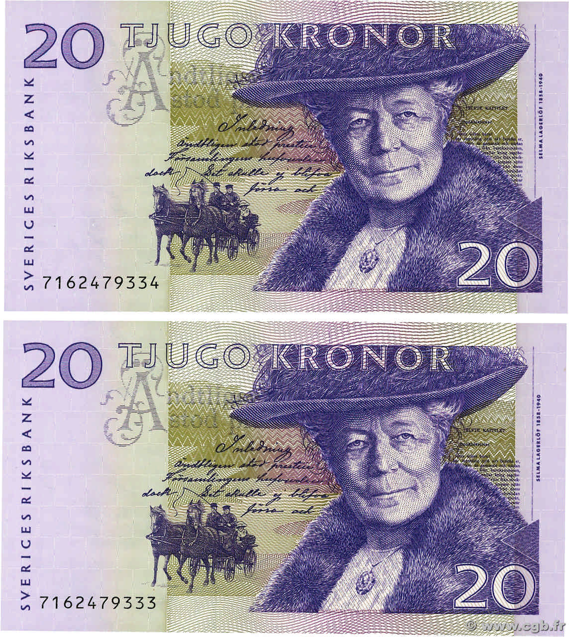 20 Kronor Consécutifs SUÈDE  1997 P.63a NEUF